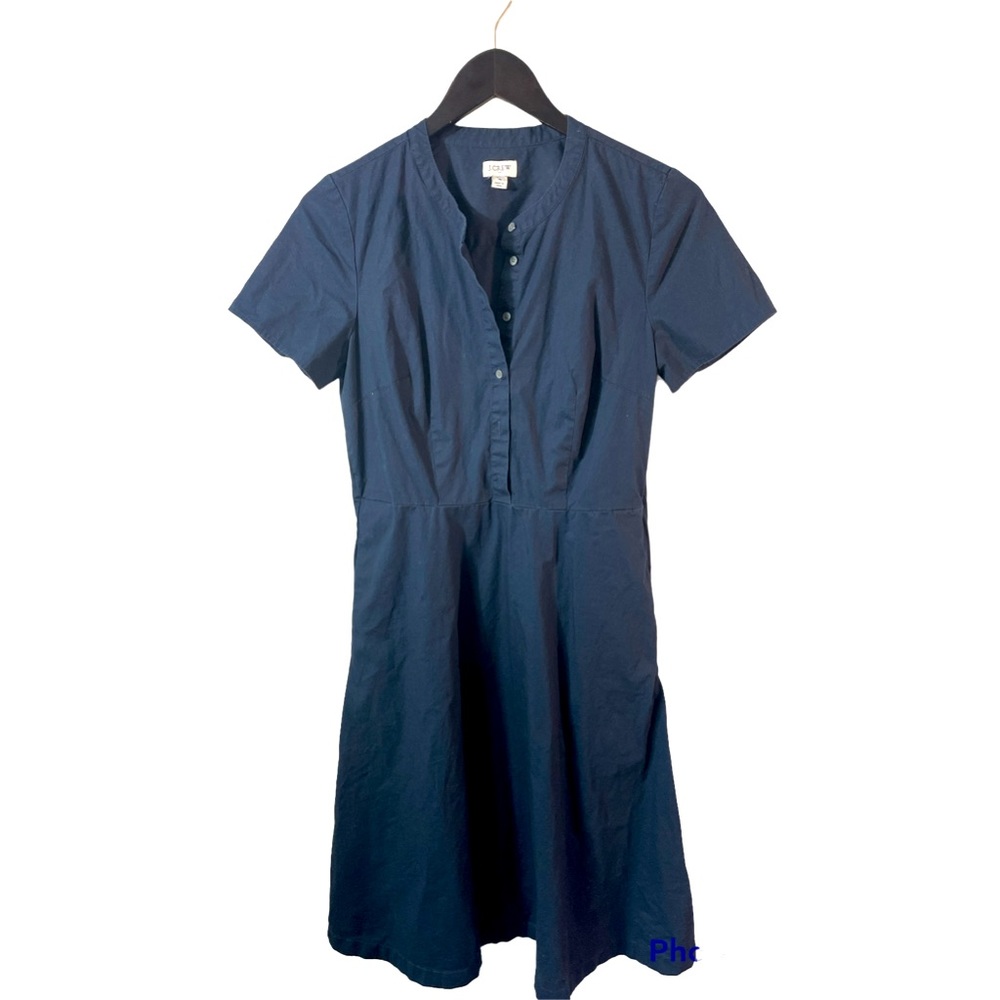 J. Crew factory short sleeve Fit & Flare Shirt Dress pockets Sz 4 Preppy Classic